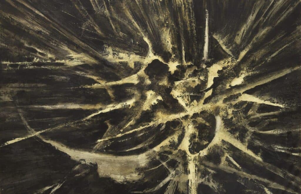 Eduard Alcoy (Barcelona, 1930 - Mataró, 1987). Pintura D-1/60. Oli sobre tela. 90 x 130 cm. Col·lecció particular, Barcelona. Fotografia: Fotogasull