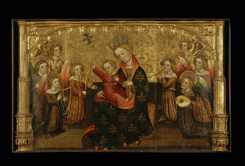 Compartiment d'un retaule amb la mare de Déu i l'infant i àngels músics